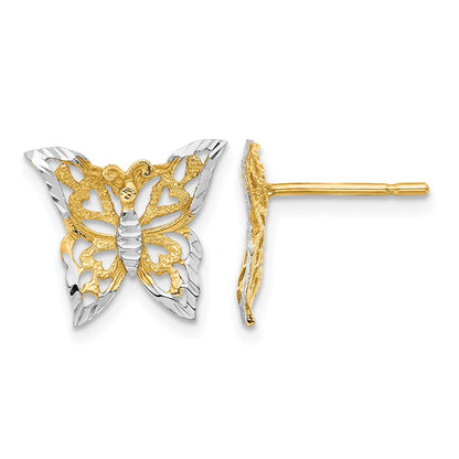 and Rhodium Cut-out Butterfly Post Earrings - WBC