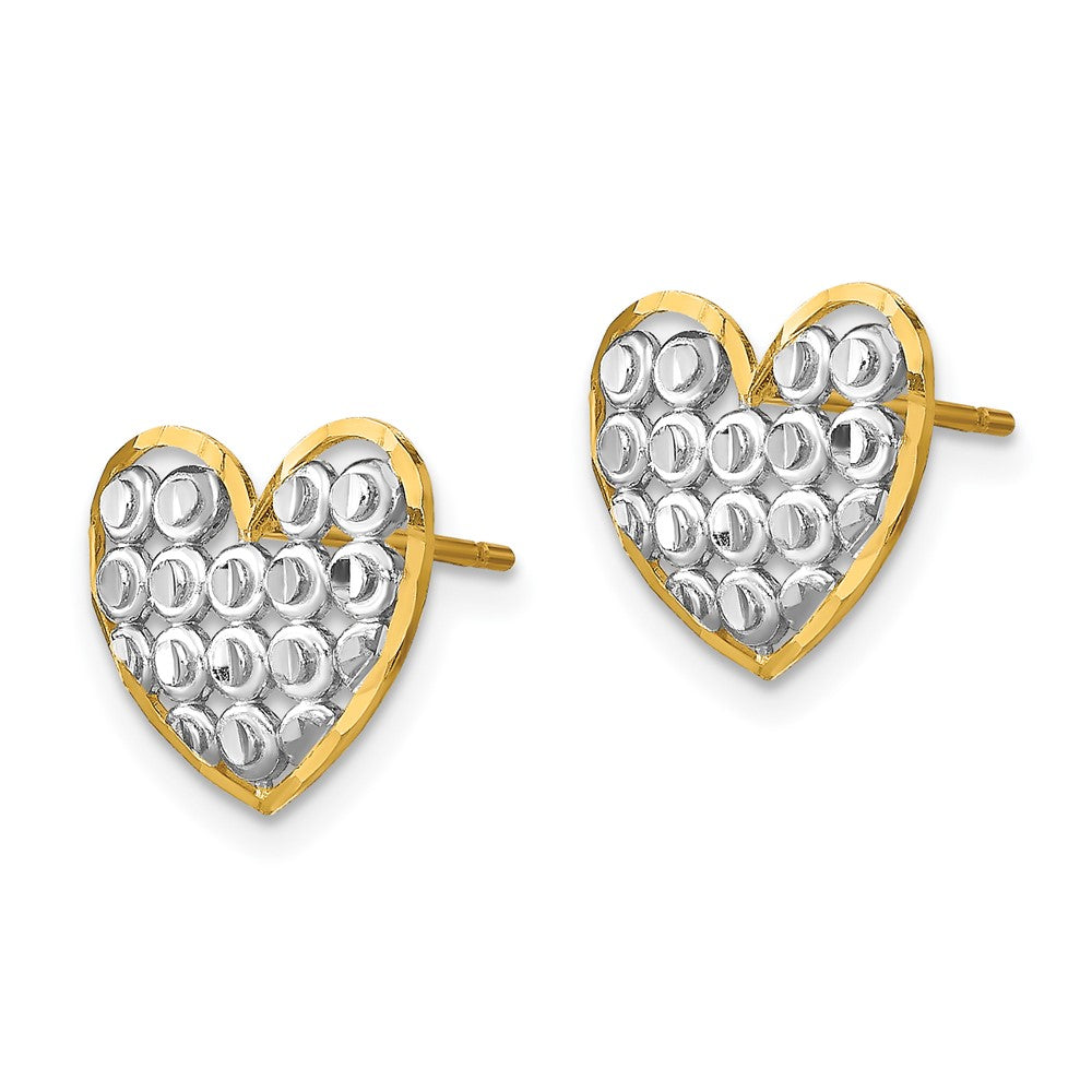 and Rhodium Diamond-cut Circles in Heart Post Earrings - WBC