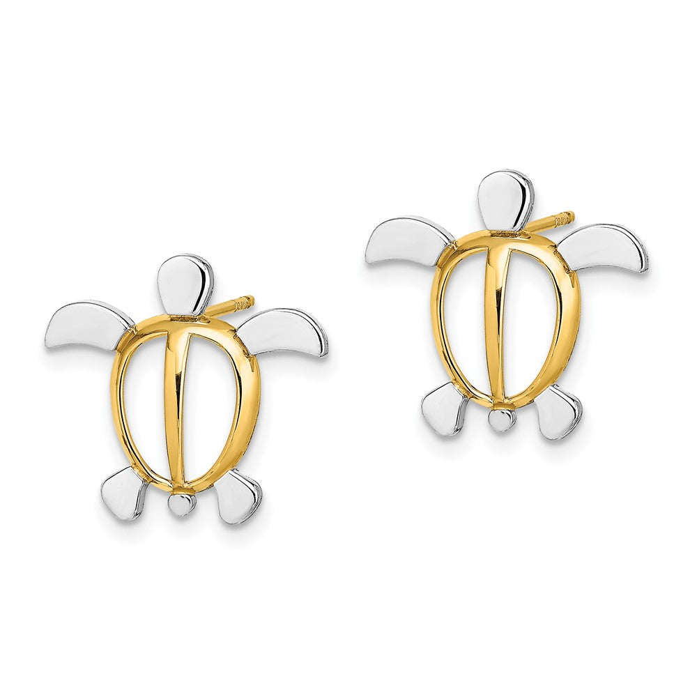 and Rhodium Sea Turtle Post Earrings - WBC