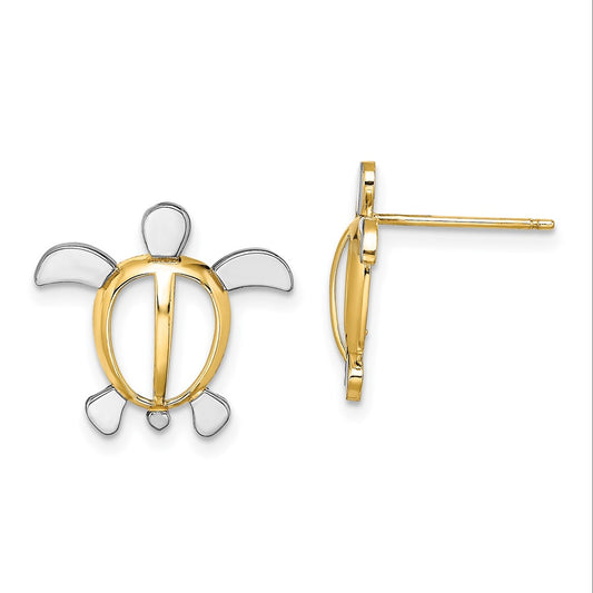 and Rhodium Sea Turtle Post Earrings - WBC