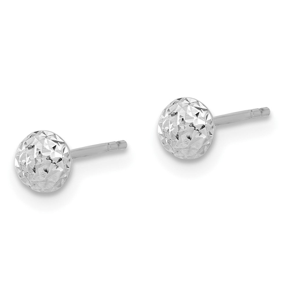 Polished Diamond-cut Puffed Round Button Post Earrings - WBC