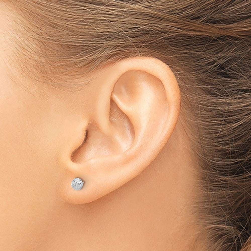 Polished Diamond-cut Puffed Round Button Post Earrings - WBC