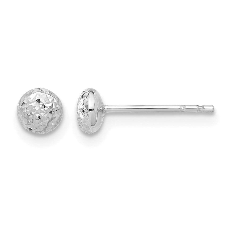 Polished Diamond-cut Puffed Round Button Post Earrings - WBC