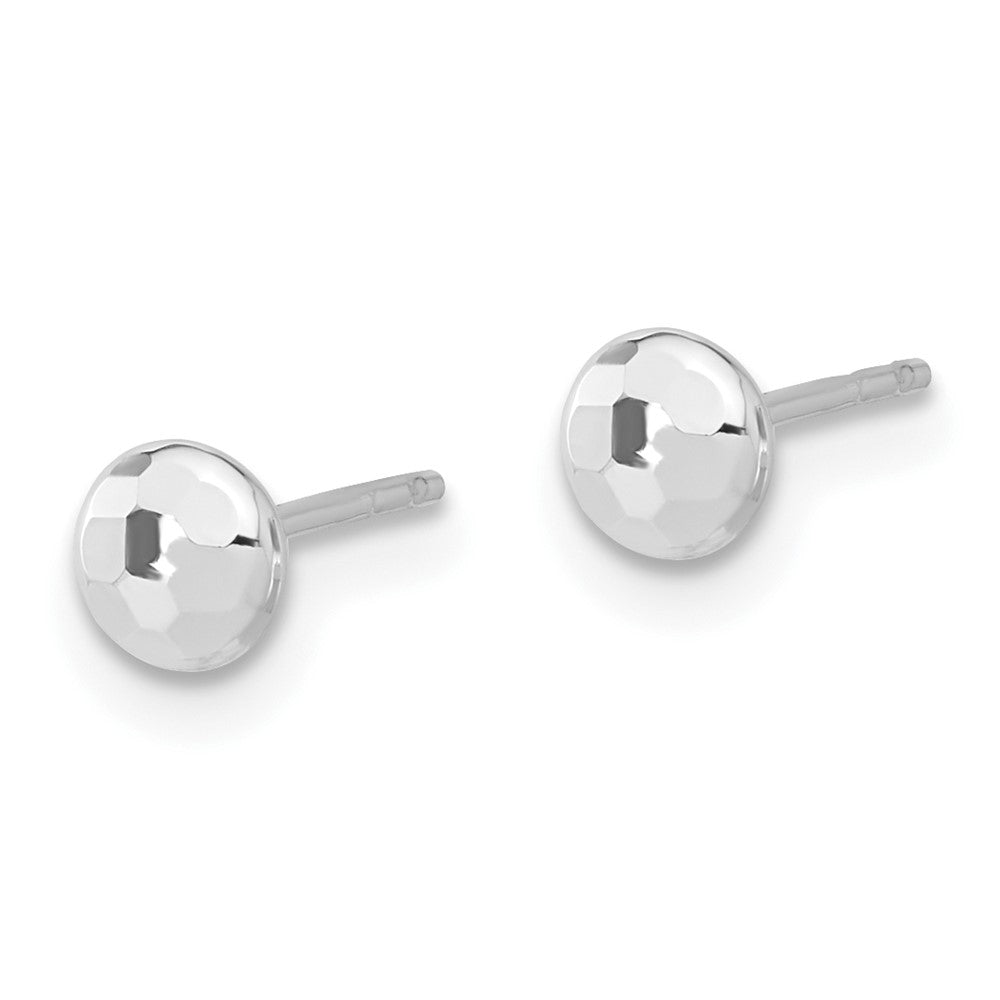 Polished Diamond-cut Puffed Round Button Post Earrings - WBC