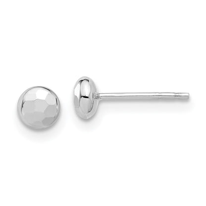 Polished Diamond-cut Puffed Round Button Post Earrings - WBC