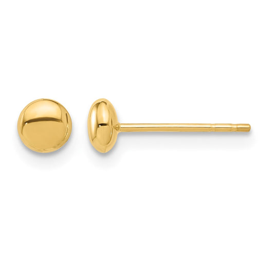 Polished Puffed Round Button Post Earrings - WBC