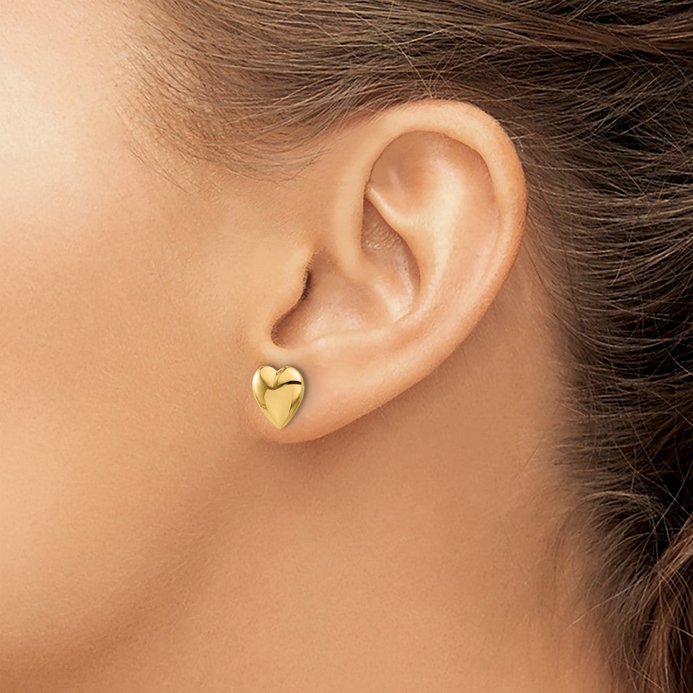 Polished Puffed Heart Post Earrings - WBC