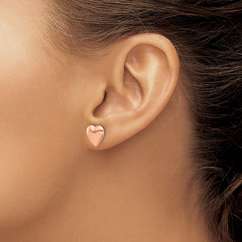 Polished Puffed Heart Post Earrings - WBC