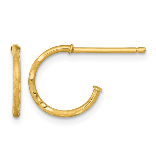 Polished 1.2 x Diamond-cut Solid C-Hoop Post Earrings - WBC