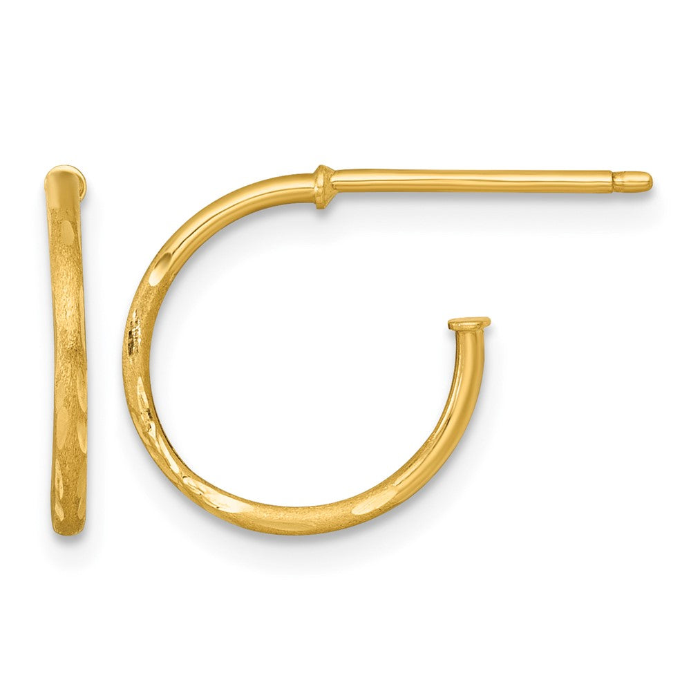 Polished 1.2 x Diamond-cut Solid C-Hoop Post Earrings - WBC