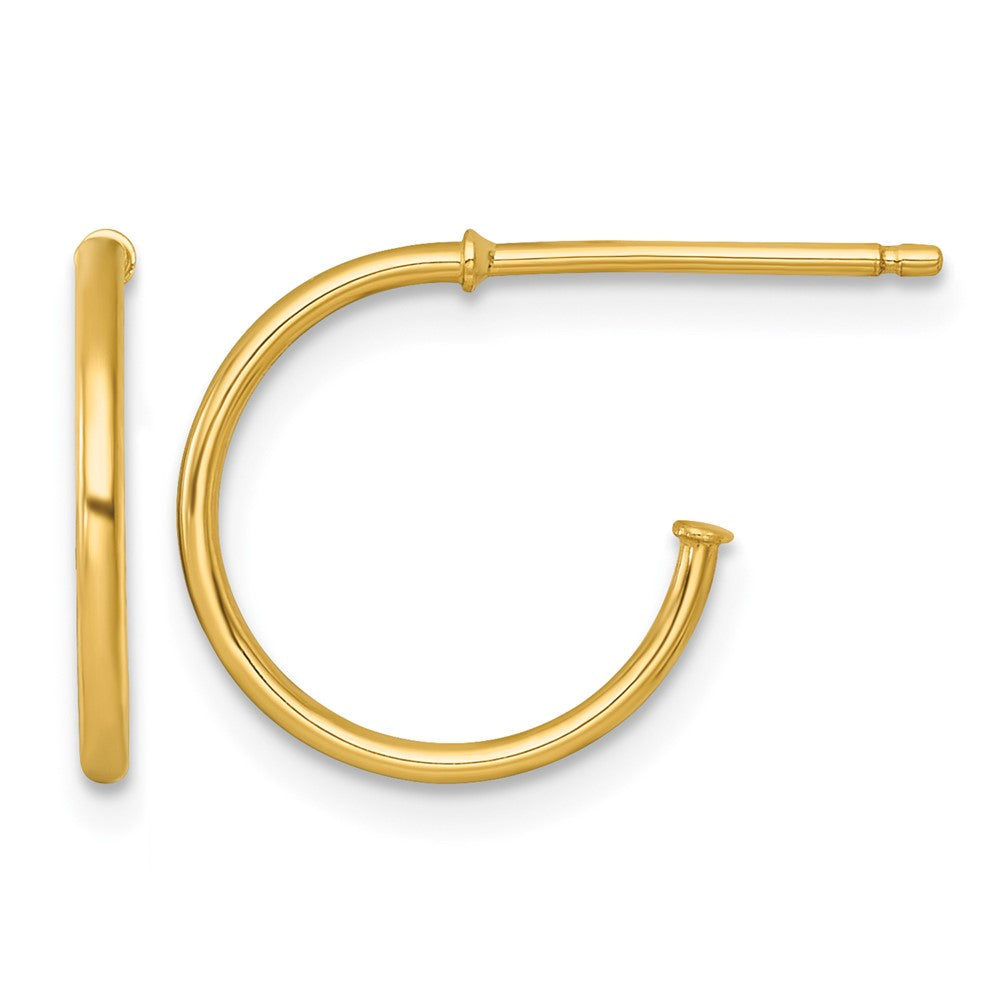 Polished 1.2 x Solid C-Hoop Post Earrings - WBC