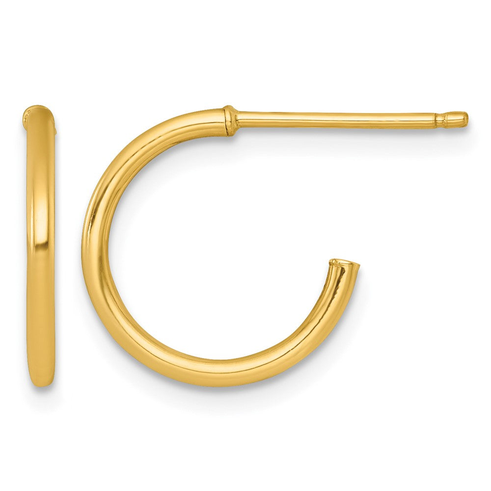 Polished 1.5 x Solid C-Hoop Post Earrings - WBC