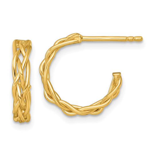 Polished Woven Braid 3 x C-Hoop Post Earrings - WBC