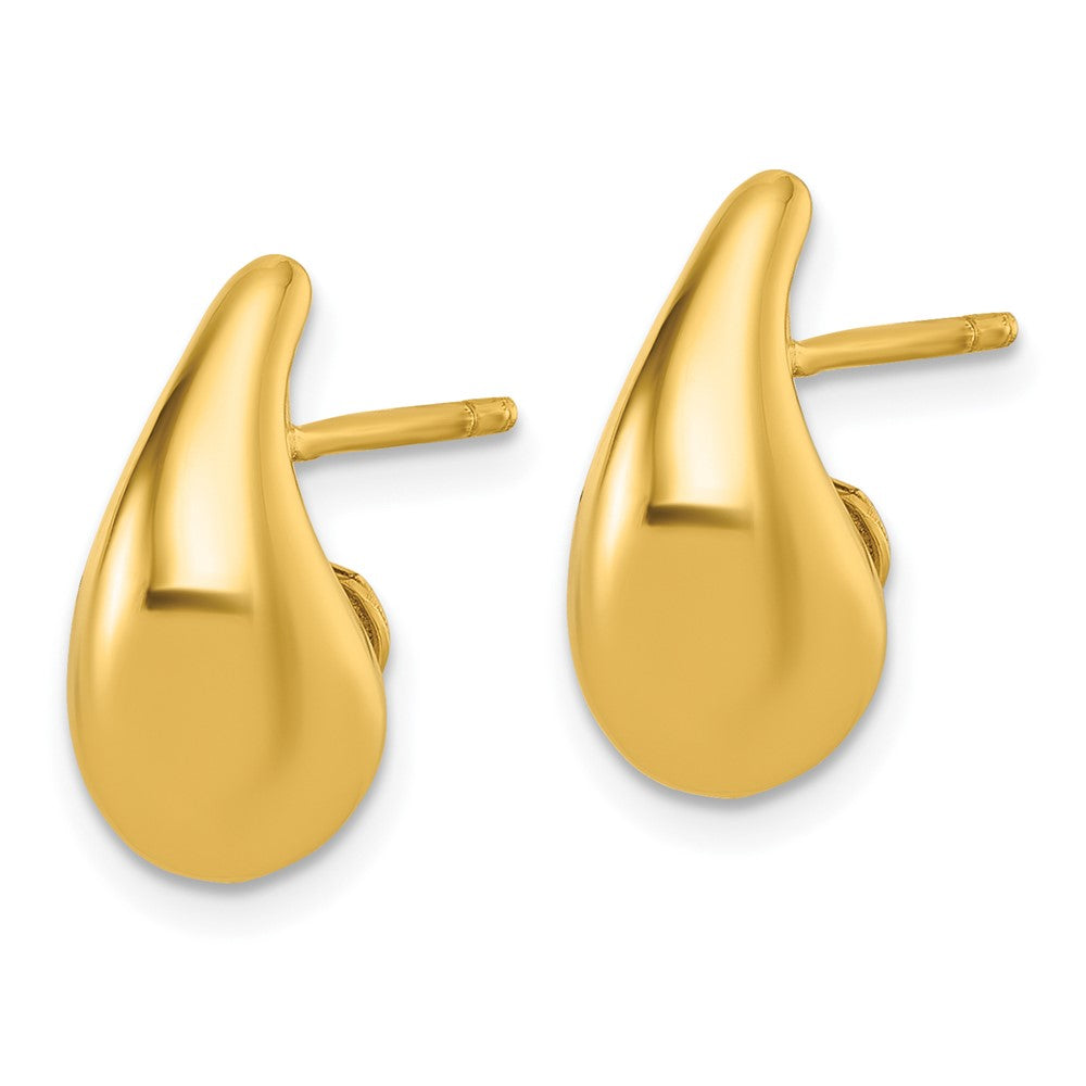 Polished 3D Curved Puffed Teardrop Post Earrings - WBC