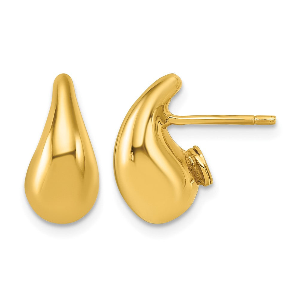 Polished 3D Curved Puffed Teardrop Post Earrings - WBC