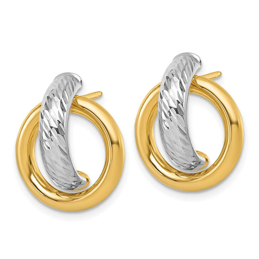 and Rhodium Polished Diamond-cut Doorknocker Post Earrings - WBC