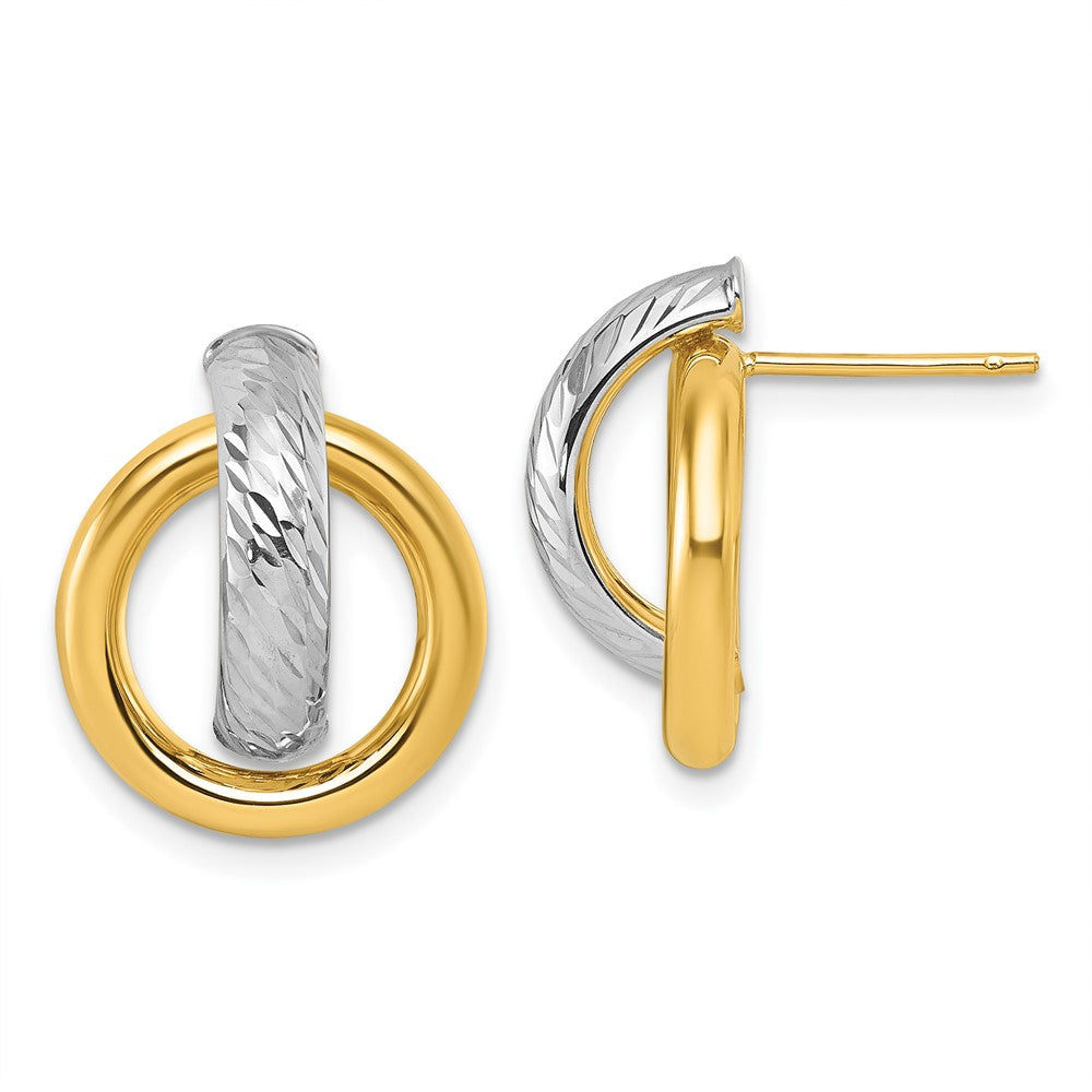and Rhodium Polished Diamond-cut Doorknocker Post Earrings - WBC