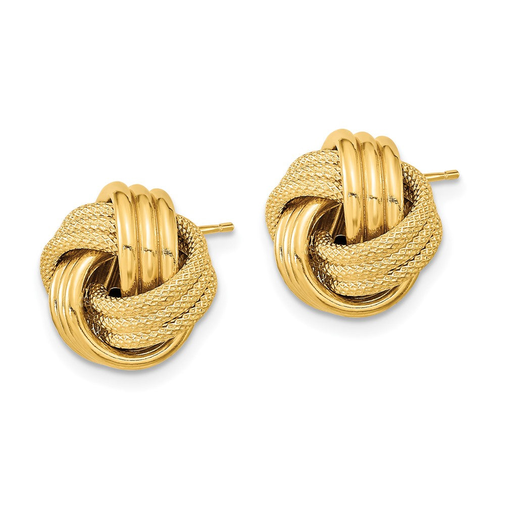 Polished Textured Triple Love Knot Post Earrings - WBC