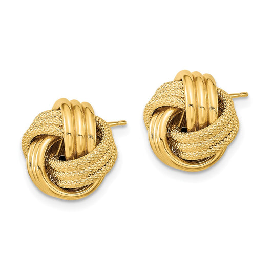 Polished Textured Triple Love Knot Post Earrings - WBC