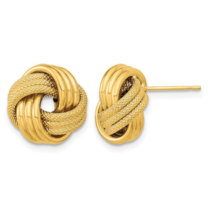 Polished Textured Triple Love Knot Post Earrings - WBC