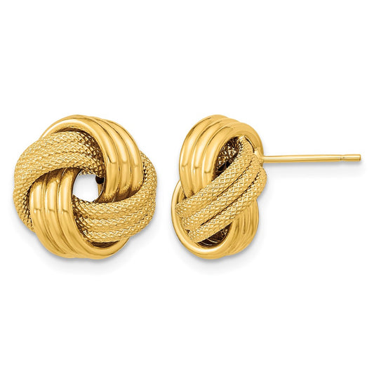 Polished Textured Triple Love Knot Post Earrings - WBC