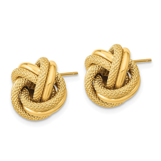 Polished Textured Double Love Knot Post Earrings - WBC