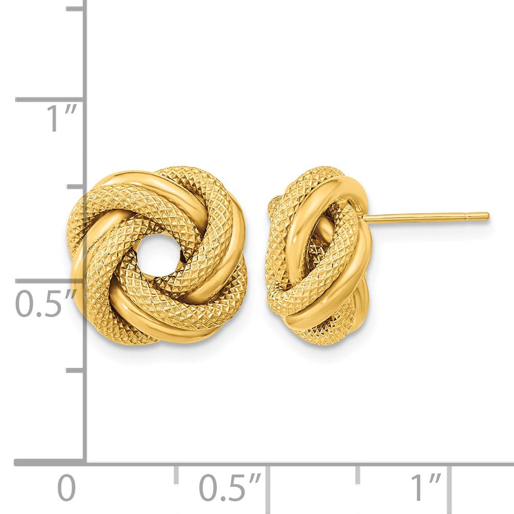 Polished Textured Double Love Knot Post Earrings - WBC
