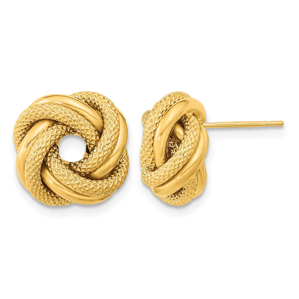 Polished Textured Double Love Knot Post Earrings - WBC