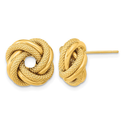 Polished Textured Double Love Knot Post Earrings - WBC
