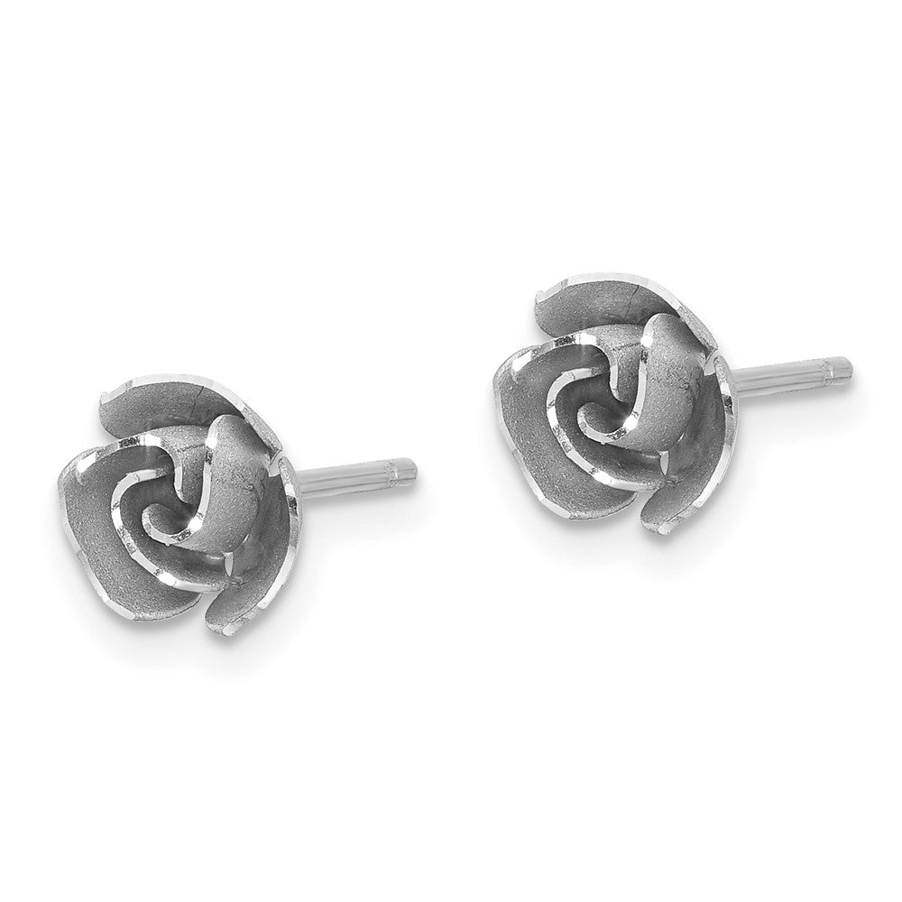 and Rhodium Satin Finish D/C Post Earrings with Earring Backs - WBC