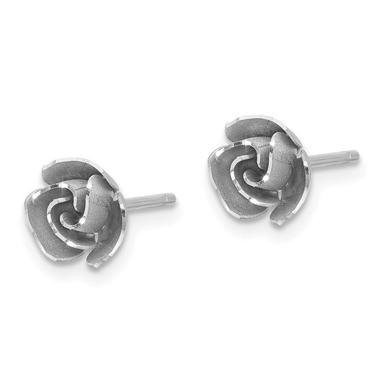 and Rhodium Satin Finish D/C Post Earrings with Earring Backs - WBC