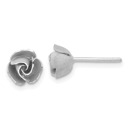 and Rhodium Satin Finish D/C Post Earrings with Earring Backs - WBC