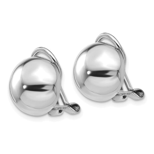Polished Half Ball Omega Back Non-pierced Earrings - WBC