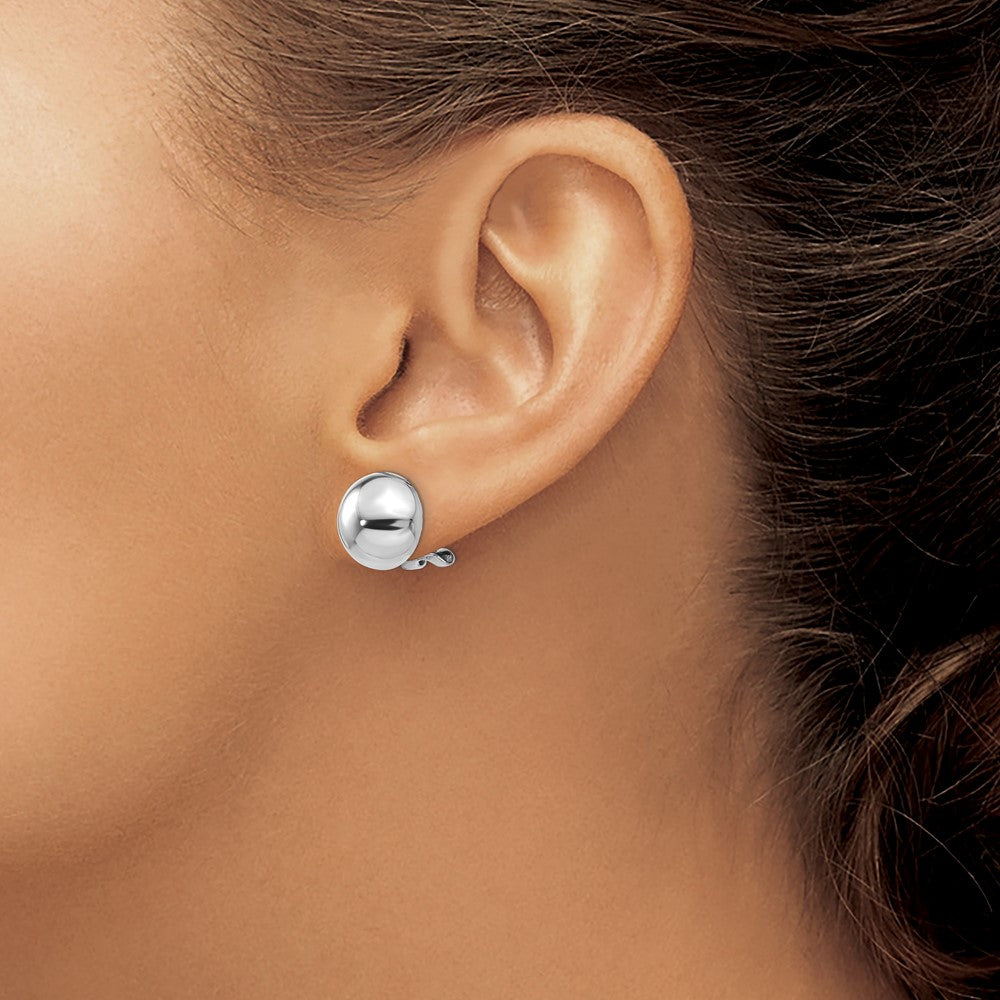 Polished Half Ball Omega Back Non-pierced Earrings - WBC