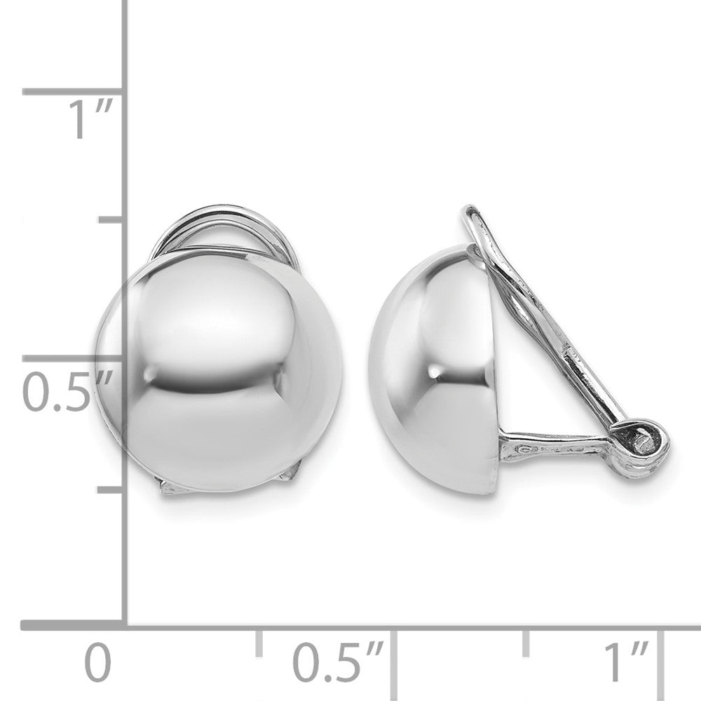 Polished Half Ball Omega Back Non-pierced Earrings - WBC