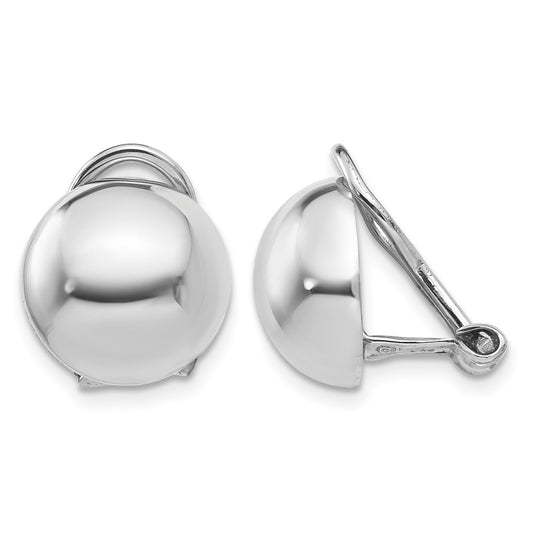 Polished Half Ball Omega Back Non-pierced Earrings - WBC