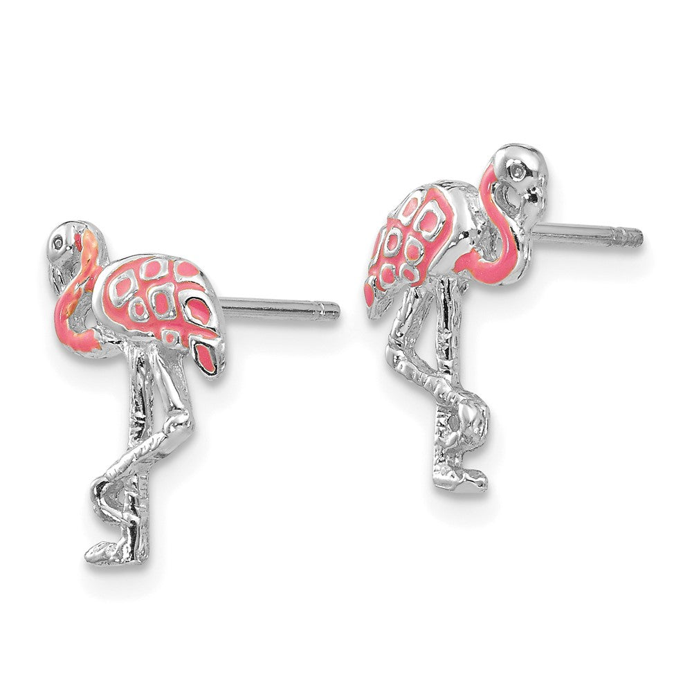 Pink Enameled Flamingo Post Earrings - WBC
