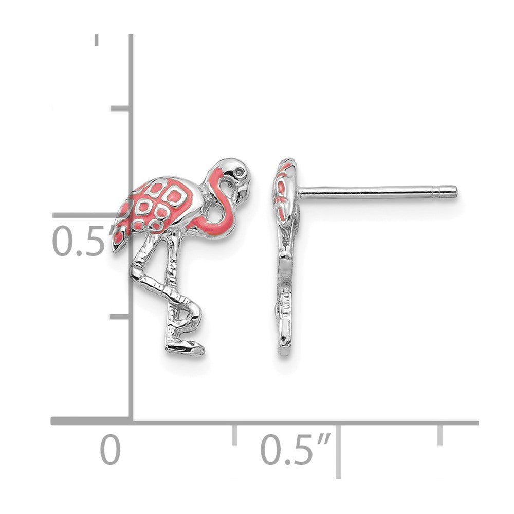 Pink Enameled Flamingo Post Earrings - WBC