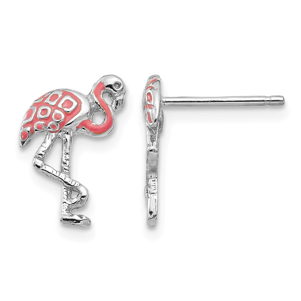Pink Enameled Flamingo Post Earrings - WBC