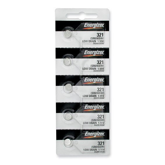 Pkg/(5) Type 321 Energizer Watch Batteries Tear Strip