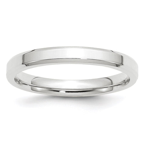 10k White Gold 3mm Beveled Edge Comfort Fit Wedding Band - WBC