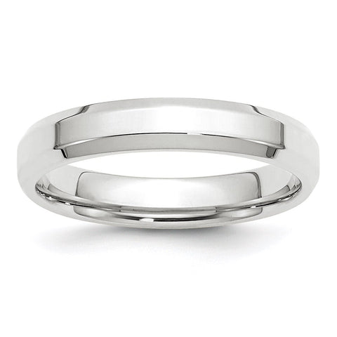 10k White Gold 4mm Beveled Edge Comfort Fit Wedding Band - WBC