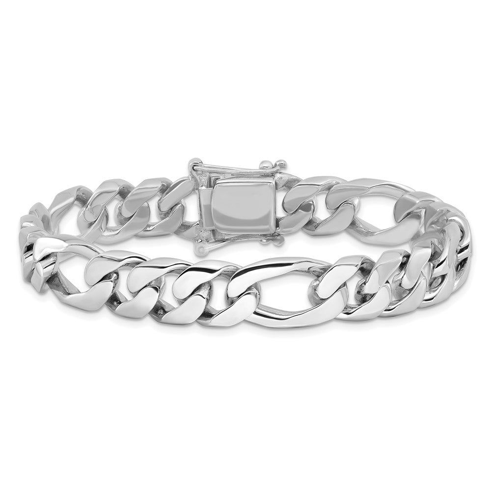 Hand Polished Figaro Link with Box Catch Clasp Bracelet - WBC