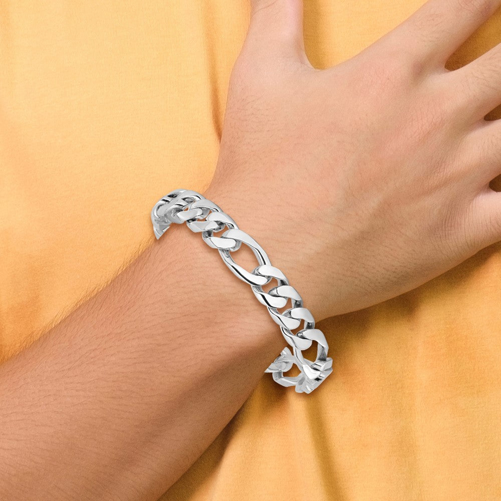 Hand Polished Figaro Link with Box Catch Clasp Bracelet - WBC