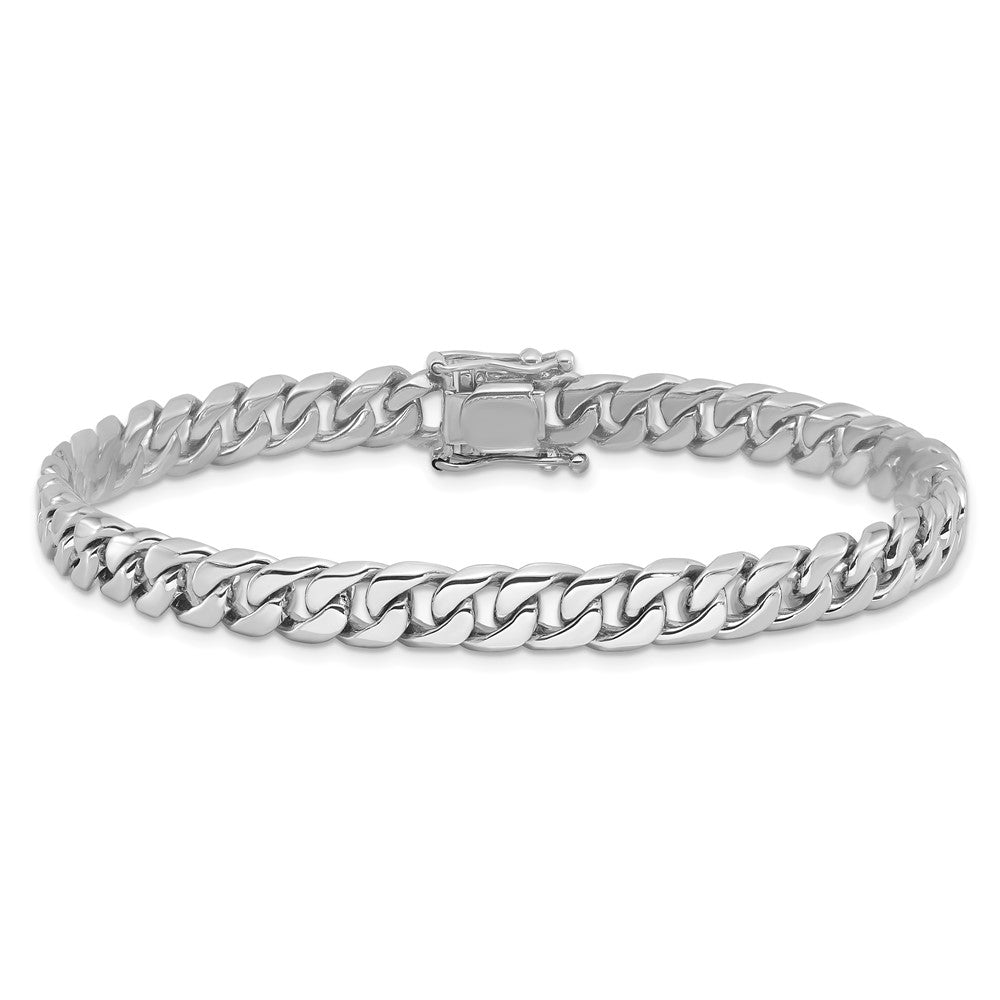 Hand Polished Flat Beveled Curb Link with Box Catch Clasp Bracelet - WBC