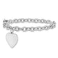 Engravable Solid Dangle Heart Charm and Solid Polished Link Bracelet - WBC