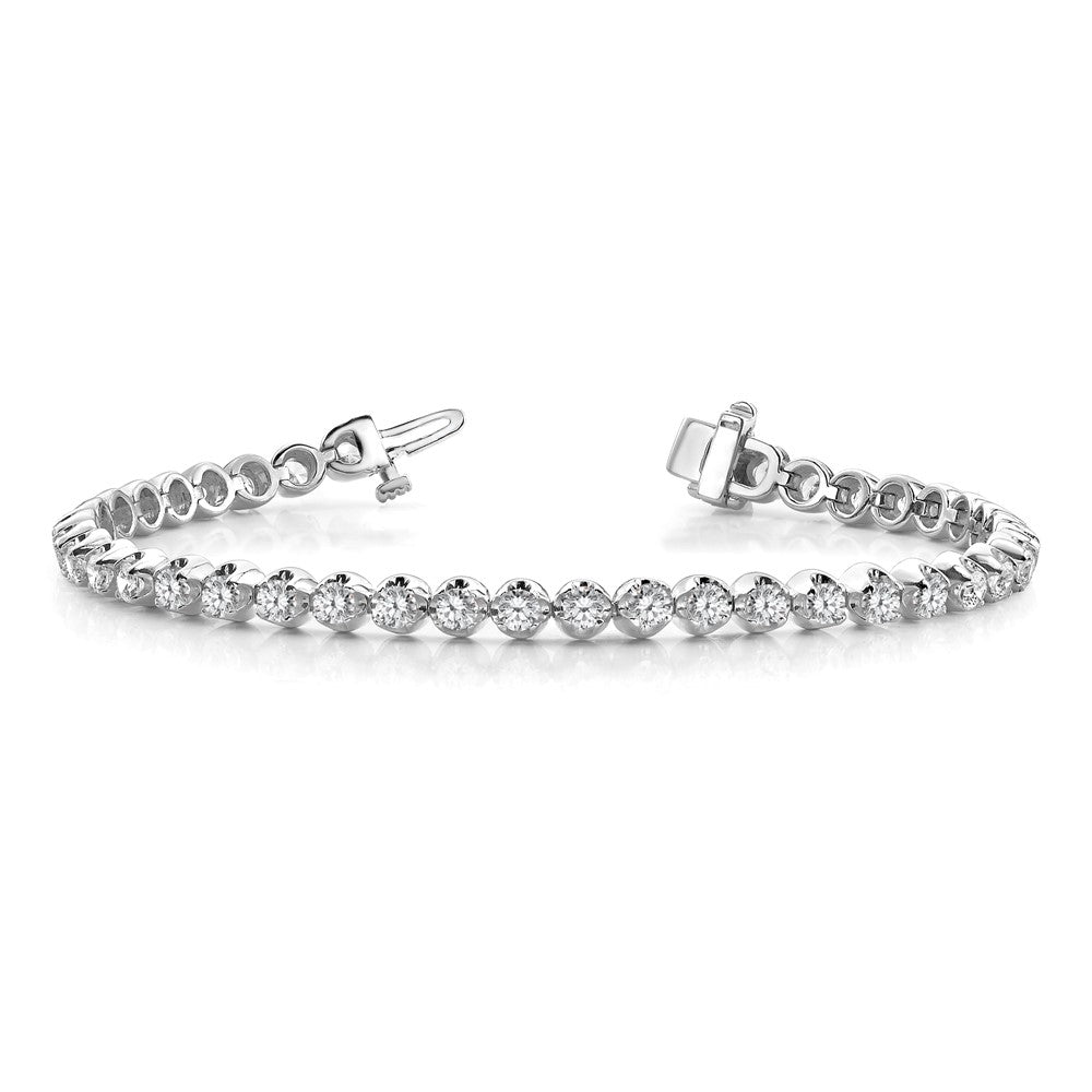 Holds 3.8 carat 41- Round Diamond 4-prong Tennis Bracelet Mounting - WBC
