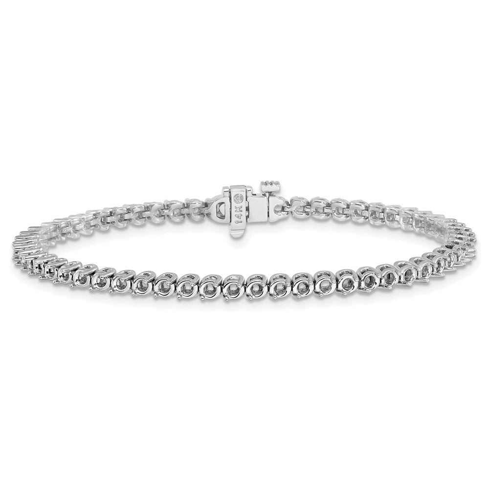 Holds 2.9 carat 58- Round Diamond 2-prong Tennis Bracelet Mounting - WBC