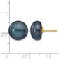 12- Black Button Freshwater Cultured Pearl Stud Post Earrings - WBC