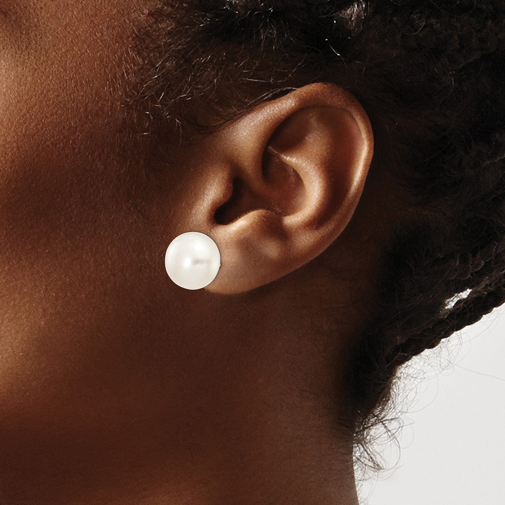 12- Button Freshwater Cultured Pearl Stud Post Earrings - WBC